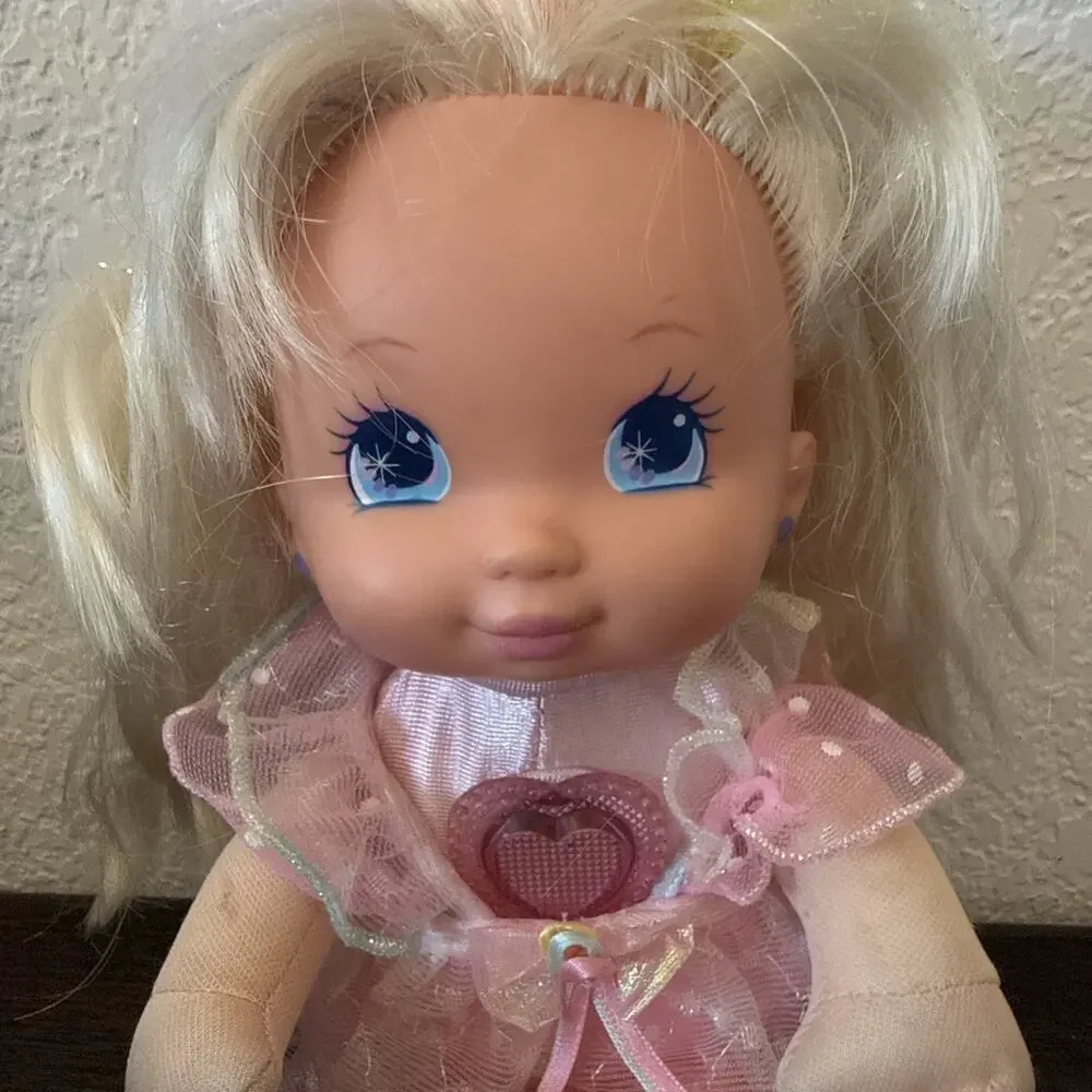 Vintage 1992 PJ Sparkles Pink Soft Plush Doll with Clothes Working